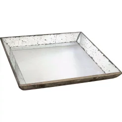 Decorative Trays A & B Home 20 In. X 20 In. Decorative Glass Tray In Rustic White