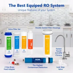 Water Filtration Systems Express Water Reverse Osmosis Water Filtration System 5 Stage RO Filter With Faucet And Tank 4 Free Replacement Filters 50 GPD -Brita shop modern chrome express water reverse osmosis systems ro5mx 40 1000