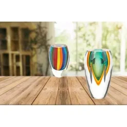 Vases Badash Crystal 6 In. Rainbow Murano Style Art Glass Vase -Brita shop multi badash crystal vases j518 31 1000