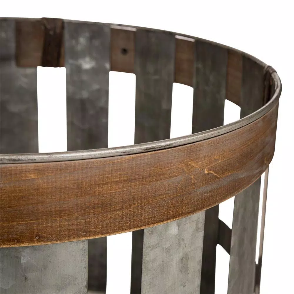 Storage Baskets Glitzhome Farmhouse Slotted Galvanized Metal Storage Basket (Set Of 3) 5 Storage Baskets Glitzhome Farmhouse Slotted Galvanized Metal Storage Basket (Set Of 3) - Image 3