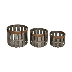 Storage Baskets Glitzhome Farmhouse Slotted Galvanized Metal Storage Basket (Set Of 3)
