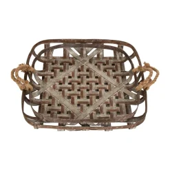 Storage Baskets Glitzhome Farmhouse Galvanized Metal Woven Tobacco Basket Tray (Set Of 2) -Brita shop multi colored glitzhome storage baskets 1504202560 4f 1000