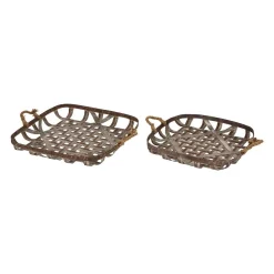Storage Baskets Glitzhome Farmhouse Galvanized Metal Woven Tobacco Basket Tray (Set Of 2) -Brita shop multi colored glitzhome storage baskets 1504202560 c3 1000