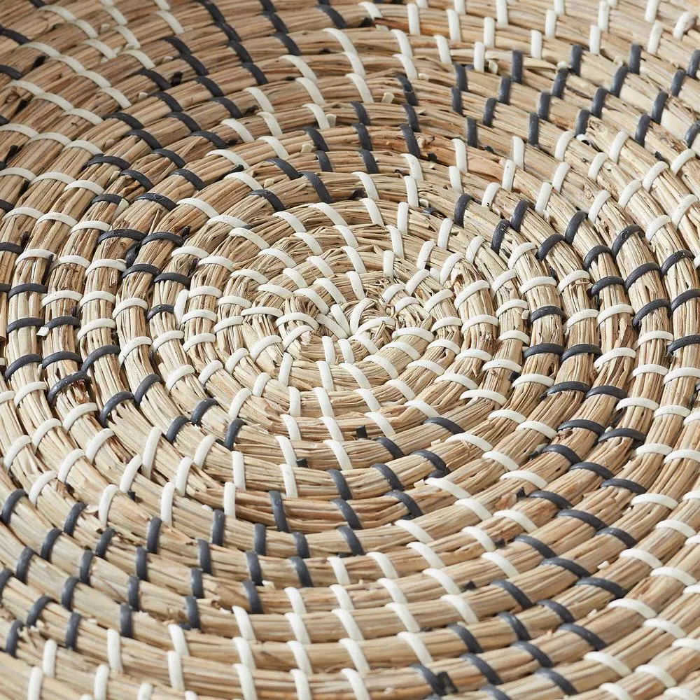 Decorative Trays Home Decorators Collection Black, White And Natural Seagrass Decorative Round Tray (Set Of 2) - Image 3