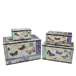 Storage Baskets Northlight 14 In. To 27.5 In. Wooden Garden Style Butterfly Decorative Storage Boxes (Set Of 4)