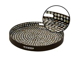 Decorative Trays LITTON LANE Modern Multi-Colored Decorative Marble Button Tray -Brita shop multi litton lane decorative trays 48931 4f 1000