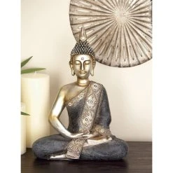 Sculptures LITTON LANE 16 In. X 12 In. Decorative Sitting Buddha Sculpture In Colored Polystone -Brita shop multi litton lane sculptures 44247 31 1000