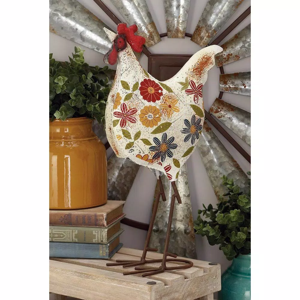 Sculptures LITTON LANE 10 In. X 17 In. Rustic Iron Chicken Decor In Distressed Iron 9 Sculptures LITTON LANE 10 In. X 17 In. Rustic Iron Chicken Decor In Distressed Iron - Image 7