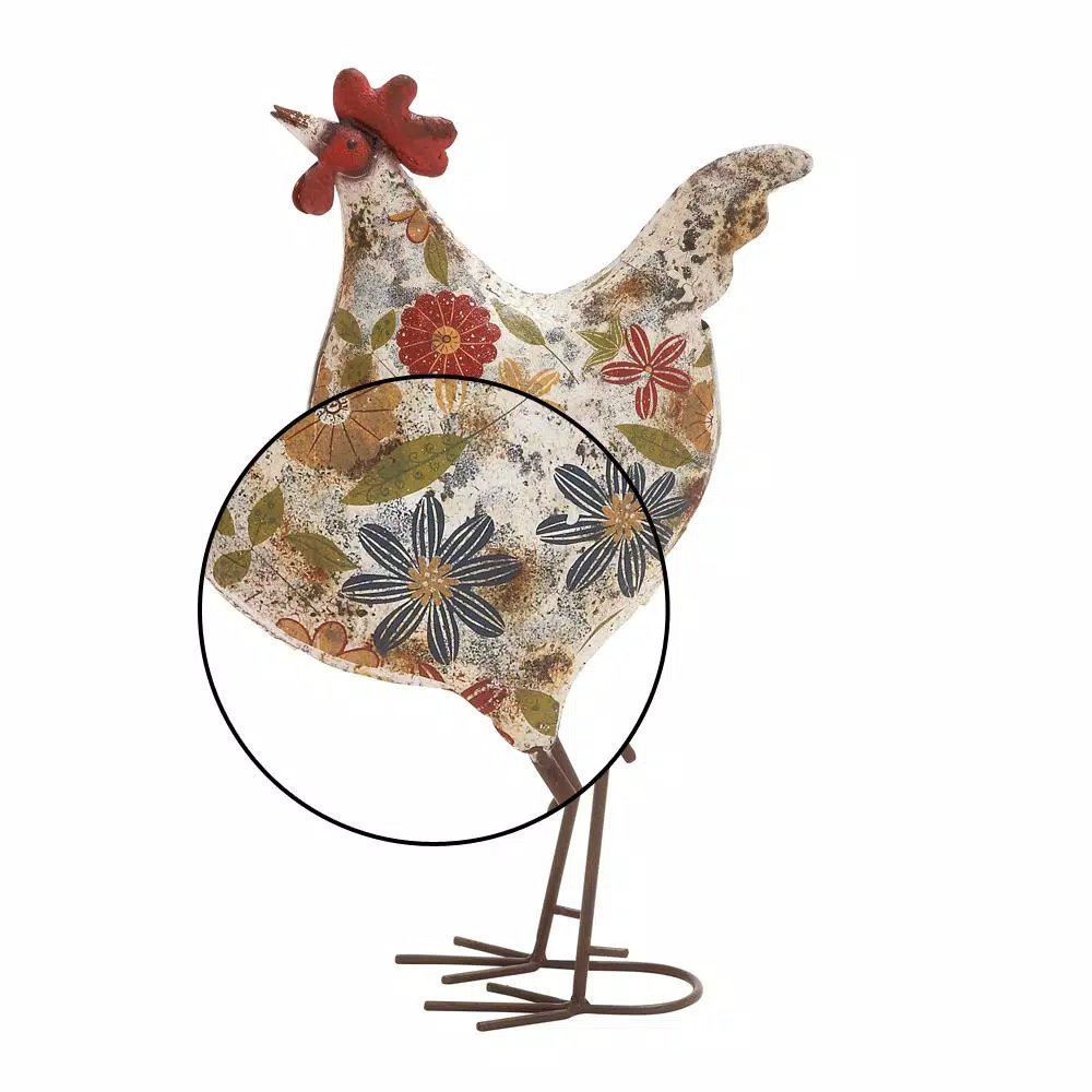 Sculptures LITTON LANE 10 In. X 17 In. Rustic Iron Chicken Decor In Distressed Iron 6 Sculptures LITTON LANE 10 In. X 17 In. Rustic Iron Chicken Decor In Distressed Iron - Image 4