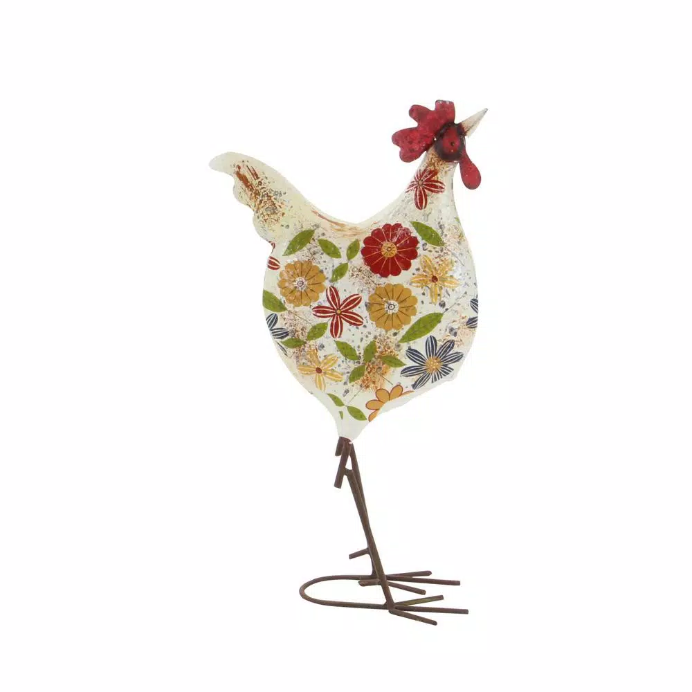 Sculptures LITTON LANE 10 In. X 17 In. Rustic Iron Chicken Decor In Distressed Iron 3 Sculptures LITTON LANE 10 In. X 17 In. Rustic Iron Chicken Decor In Distressed Iron