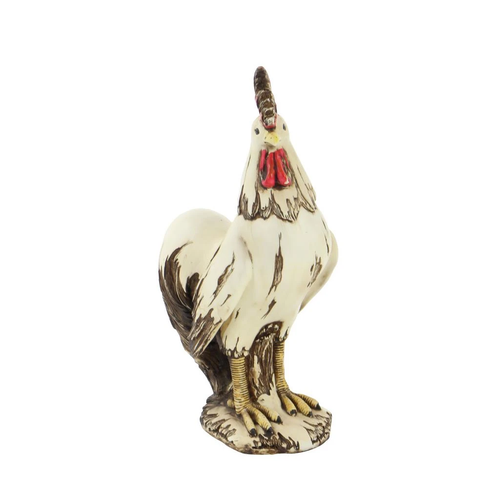 Sculptures LITTON LANE 15 In. Rooster Decorative Sculpture In White, Red And Brown 9 Sculptures LITTON LANE 15 In. Rooster Decorative Sculpture In White, Red And Brown - Image 7