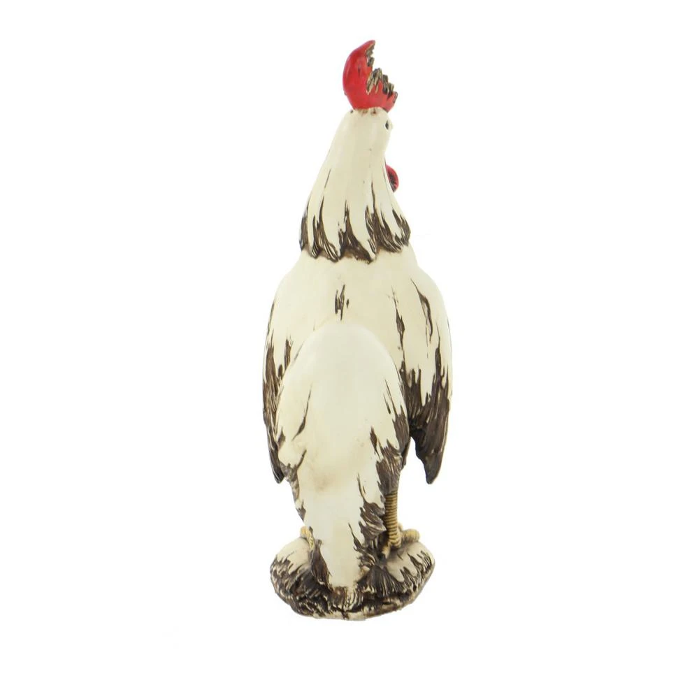 Sculptures LITTON LANE 15 In. Rooster Decorative Sculpture In White, Red And Brown 5 Sculptures LITTON LANE 15 In. Rooster Decorative Sculpture In White, Red And Brown - Image 3