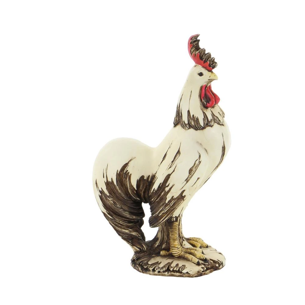Sculptures LITTON LANE 15 In. Rooster Decorative Sculpture In White, Red And Brown 6 Sculptures LITTON LANE 15 In. Rooster Decorative Sculpture In White, Red And Brown - Image 4