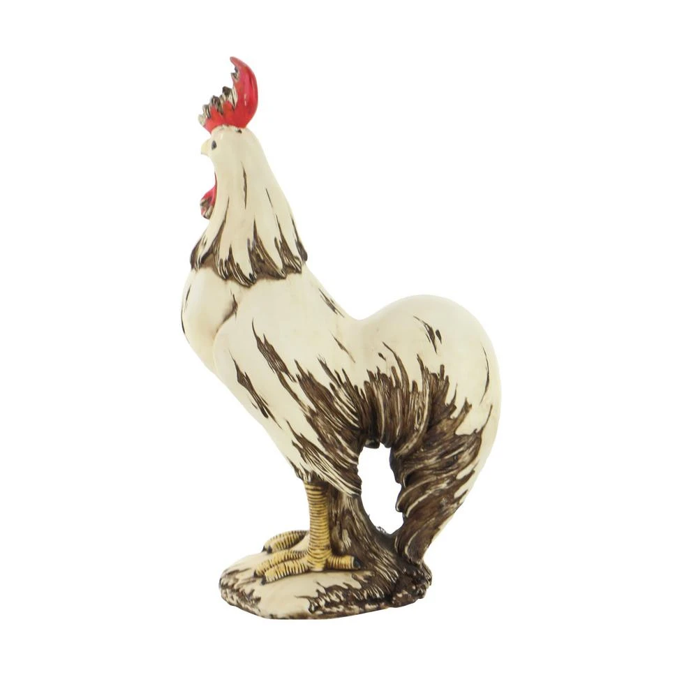 Sculptures LITTON LANE 15 In. Rooster Decorative Sculpture In White, Red And Brown 4 Sculptures LITTON LANE 15 In. Rooster Decorative Sculpture In White, Red And Brown - Image 2