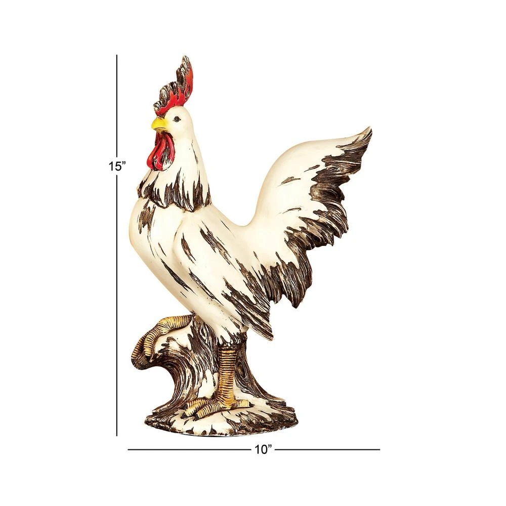Sculptures LITTON LANE 15 In. Rooster Decorative Sculpture In White, Red And Brown 10 Sculptures LITTON LANE 15 In. Rooster Decorative Sculpture In White, Red And Brown - Image 8