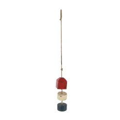 Sculptures LITTON LANE 46 In. X 4 In. Nautical Rope Float In Distressed Blue, Red And White -Brita shop multi litton lane sculptures 60642 c3 1000