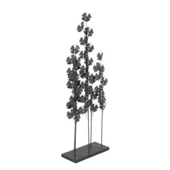 Sculptures LITTON LANE Iron Metal Turquoise Ginkgo Leaves On Straight Stems Sculpture -Brita shop multi litton lane sculptures 74782 1f 1000