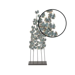 Sculptures LITTON LANE Iron Metal Turquoise Ginkgo Leaves On Straight Stems Sculpture -Brita shop multi litton lane sculptures 74782 4f 1000