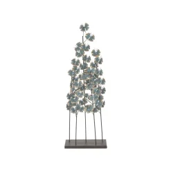 Sculptures LITTON LANE Iron Metal Turquoise Ginkgo Leaves On Straight Stems Sculpture -Brita shop multi litton lane sculptures 74782 c3 1000