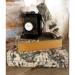 Storage Baskets LITTON LANE Nautical Rectangular Synthetic Leather Book Boxes (Set Of 3)