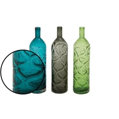 LITTON LANE 16 In. Polished Assorted Colors And Geometric Embossed Embellishments Glass Decorative Vases (Set Of 3) -Brita shop multi litton lane vases 67461 4f 1000