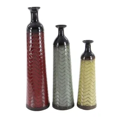 Vases LITTON LANE Chevron Set Of 3 Metal Decorative Vase 9 Vases LITTON LANE Chevron Set Of 3 Metal Decorative Vase -Brita shop multicolored litton lane vases 48547 4f 1000