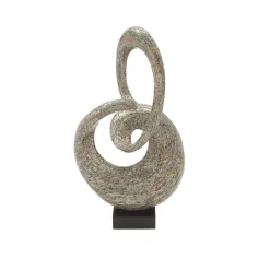 Sculptures LITTON LANE Abstract Polystone Loop Sculpture With Mother Of Pearl Tile Inlay