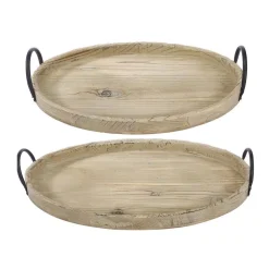 Decorative Trays A & B Home Farmers Market Wooden Natural Trays (Set Of 2)