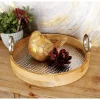 Decorative Trays LITTON LANE Rustic Wood And Aluminum Round Trays (Set Of 2)
