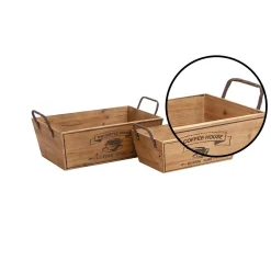 Decorative Trays LITTON LANE Farmhouse Natural Brown Decorative Wine Trays (Set Of 2) -Brita shop natural brown litton lane decorative trays 93902 4f 1000