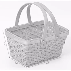 Storage Baskets Vintiquewise 10.2 In. X 7.7 In. X 5.5 In. Wood Chip Rectangular Picnic Basket -Brita shop natural vintiquewise storage baskets qi003056 44 1000