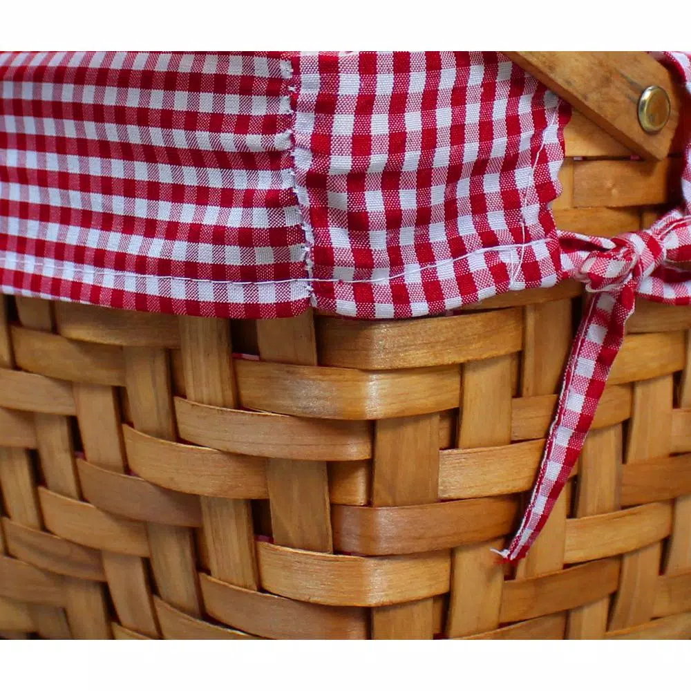 Storage Baskets Vintiquewise 10.2 In. W X 7.7 In. D X 5.5 In. H Wooden Small Rectangular Basket Lined With Gingham Lining 5 Storage Baskets Vintiquewise 10.2 In. W X 7.7 In. D X 5.5 In. H Wooden Small Rectangular Basket Lined With Gingham Lining - Image 3