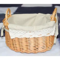 Storage Baskets Vintiquewise 8.7 In. W X 9.5 In. D X 4.9 In. H Wicker Small Basket With Lace Trim -Brita shop natural vintiquewise storage baskets qi003108 4f 1000