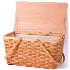 Storage Baskets Vintiquewise Large Woodchip Picnic Basket With White Lining And Wooden Lid -Brita shop natural vintiquewise storage baskets qi003416 1f 1000