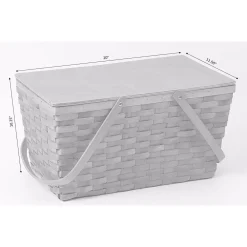 Storage Baskets Vintiquewise Large Woodchip Picnic Basket With White Lining And Wooden Lid -Brita shop natural vintiquewise storage baskets qi003416 44 1000