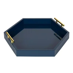 Decorative Trays Kate And Laurel Lipton 18 In. X 18 In. Navy Blue Hexagon Decorative Tray -Brita shop navy blue kate and laurel decorative trays 212267 4f 1000