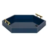 Decorative Trays Kate And Laurel Lipton 18 In. X 18 In. Navy Blue Hexagon Decorative Tray -Brita shop navy blue kate and laurel decorative trays 212267 64 1000