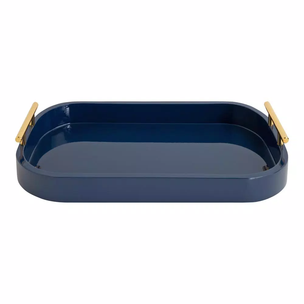 Decorative Trays Kate And Laurel Lipton 18 In. X 3 In. X 10 In. Navy Blue Decorative Wall Shelf 4 Decorative Trays Kate And Laurel Lipton 18 In. X 3 In. X 10 In. Navy Blue Decorative Wall Shelf - Image 2