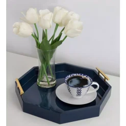 Decorative Trays Kate And Laurel Lipton 18 In. X 3 In. X 18 In. Navy Blue Decorative Wall Shelf -Brita shop navy blue kate and laurel decorative trays 217678 31 1000