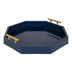 Decorative Trays Kate And Laurel Lipton 18 In. X 3 In. X 18 In. Navy Blue Decorative Wall Shelf