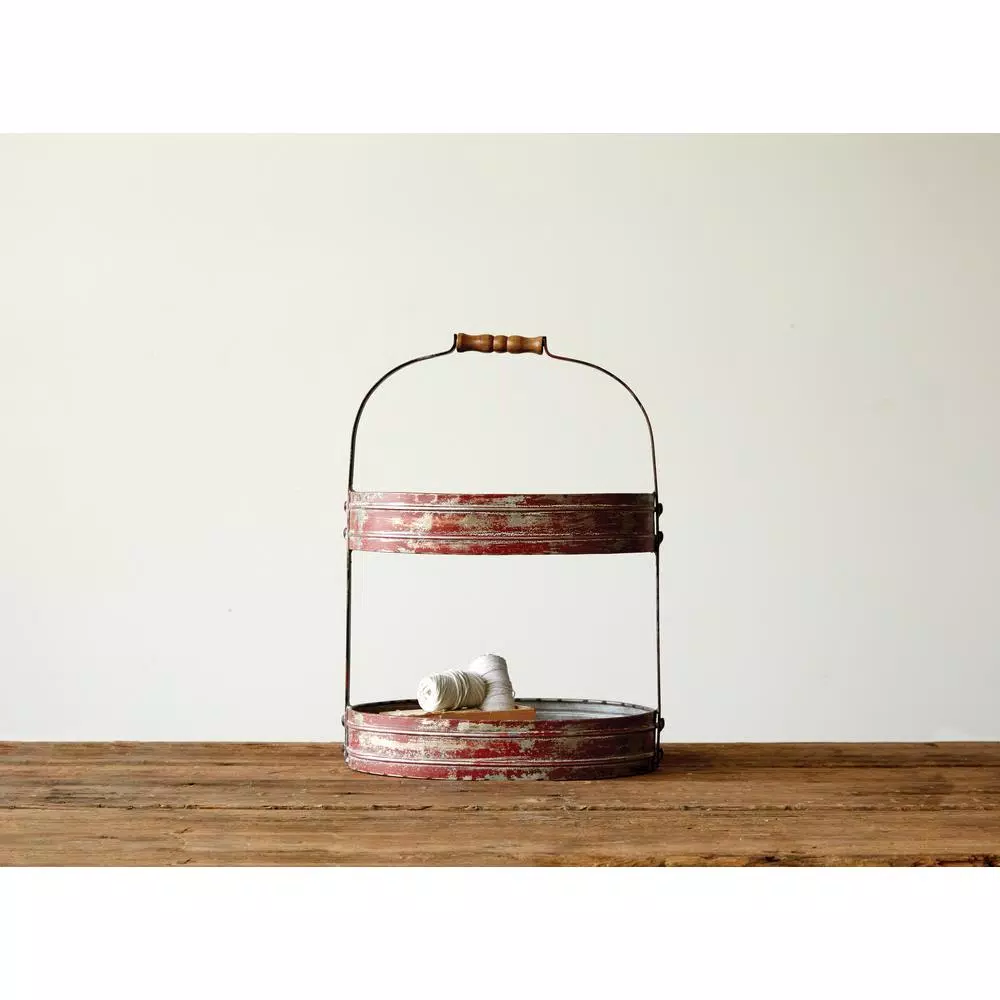 Decorative Trays 3R Studios 17-1/2 In. H 2-Tier Red Tray 5 Decorative Trays 3R Studios 17-1/2 In. H 2-Tier Red Tray - Image 3