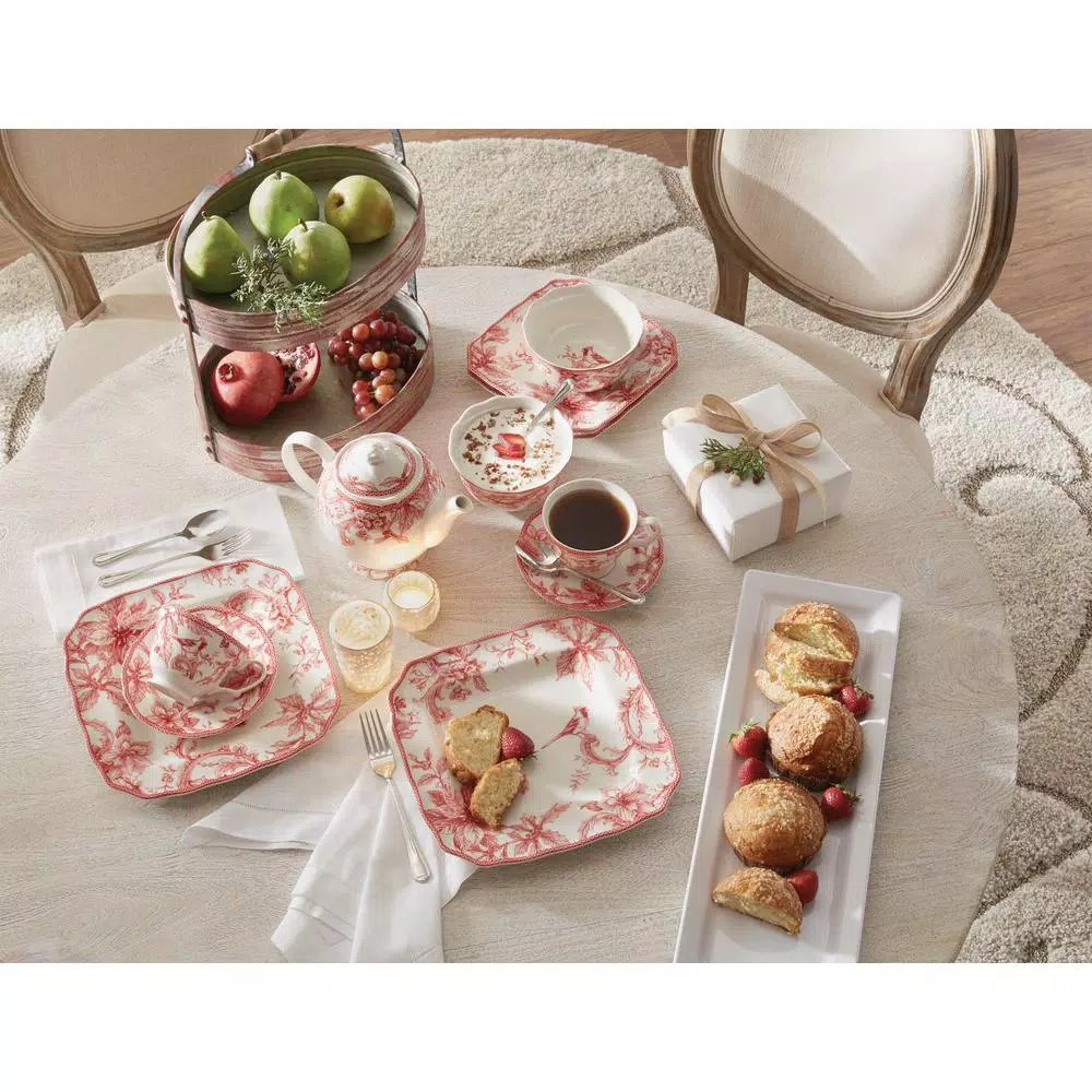 Decorative Trays 3R Studios 17-1/2 In. H 2-Tier Red Tray 4 Decorative Trays 3R Studios 17-1/2 In. H 2-Tier Red Tray - Image 2