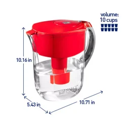 Water Filter Pitchers Brita 10-Cup Large Water Filter Pitcher In Red, BPA Free -Brita shop red brita water filter pitchers 6025835658 76 1000