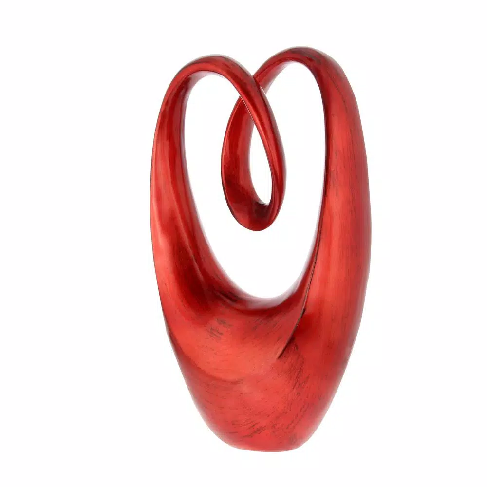 Sculptures LITTON LANE 20 In. X 11 In. Decorative Abstract Sculpture In Red Polystone 6 Sculptures LITTON LANE 20 In. X 11 In. Decorative Abstract Sculpture In Red Polystone - Image 4