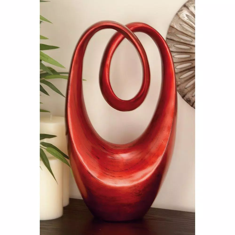 Sculptures LITTON LANE 20 In. X 11 In. Decorative Abstract Sculpture In Red Polystone 8 Sculptures LITTON LANE 20 In. X 11 In. Decorative Abstract Sculpture In Red Polystone - Image 6