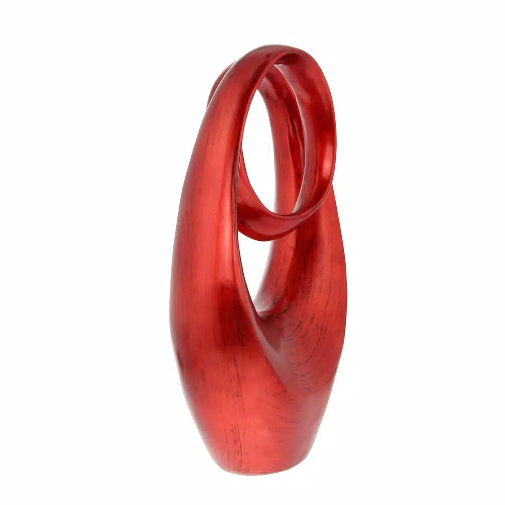 Sculptures LITTON LANE 20 In. X 11 In. Decorative Abstract Sculpture In Red Polystone 4 Sculptures LITTON LANE 20 In. X 11 In. Decorative Abstract Sculpture In Red Polystone - Image 2