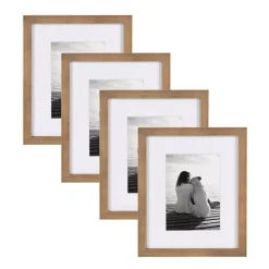 Picture Frames DesignOvation Gallery 8 In. X 10 In. Matted To 5 In. X 7 In. Rustic Brown Wood Picture Frame (Set Of 4)
