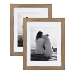 Picture Frames DesignOvation Museum 14 In. X 18 In. Matted To 11 In. X 14 In. Rustic Brown Picture Frame (Set Of 2)