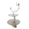 Decorative Trays A & B Home Iron Branch Two-Tiered Silver Tray