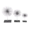LITTON LANE Round Iron Metal Silver Starburst Sculptures With Stand (Set Of 3) -Brita shop silver black litton lane sculptures 50372 64 1000